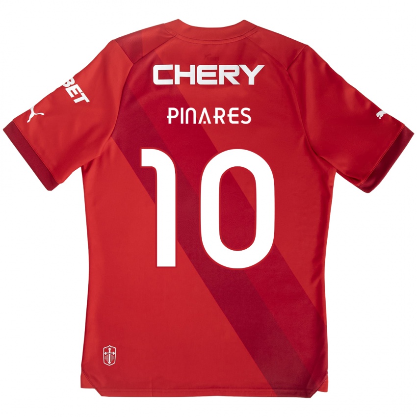 Niño Camiseta César Pinares #10 Rojo Blanco 2ª Equipación 2024/25 La Camisa México