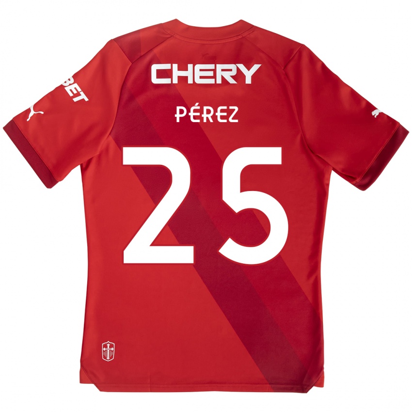 Niño Camiseta Sebastián Pérez #25 Rojo Blanco 2ª Equipación 2024/25 La Camisa México