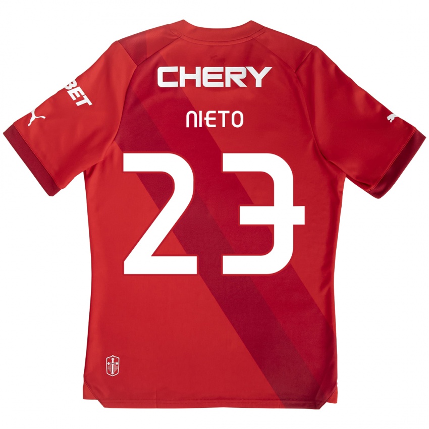 Niño Camiseta Byron Nieto #23 Rojo Blanco 2ª Equipación 2024/25 La Camisa México