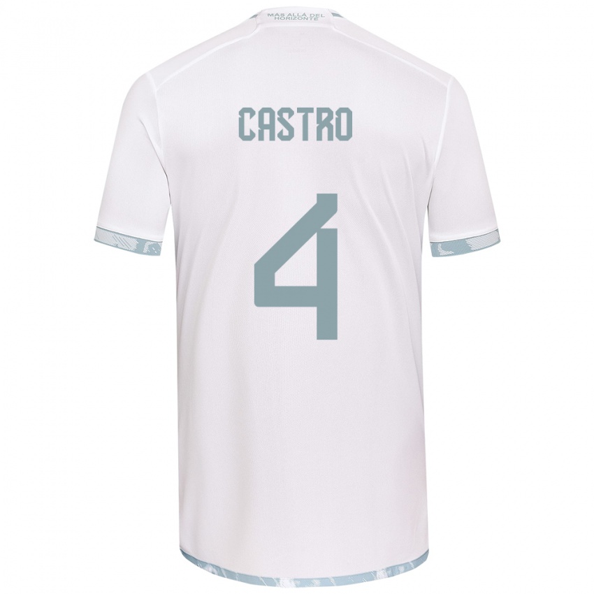 Niño Camiseta José Ignacio Castro #4 Gris Blanco 2ª Equipación 2024/25 La Camisa México