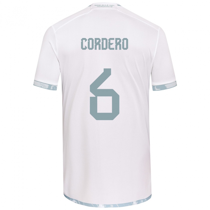 Niño Camiseta Renato Cordero #6 Gris Blanco 2ª Equipación 2024/25 La Camisa México