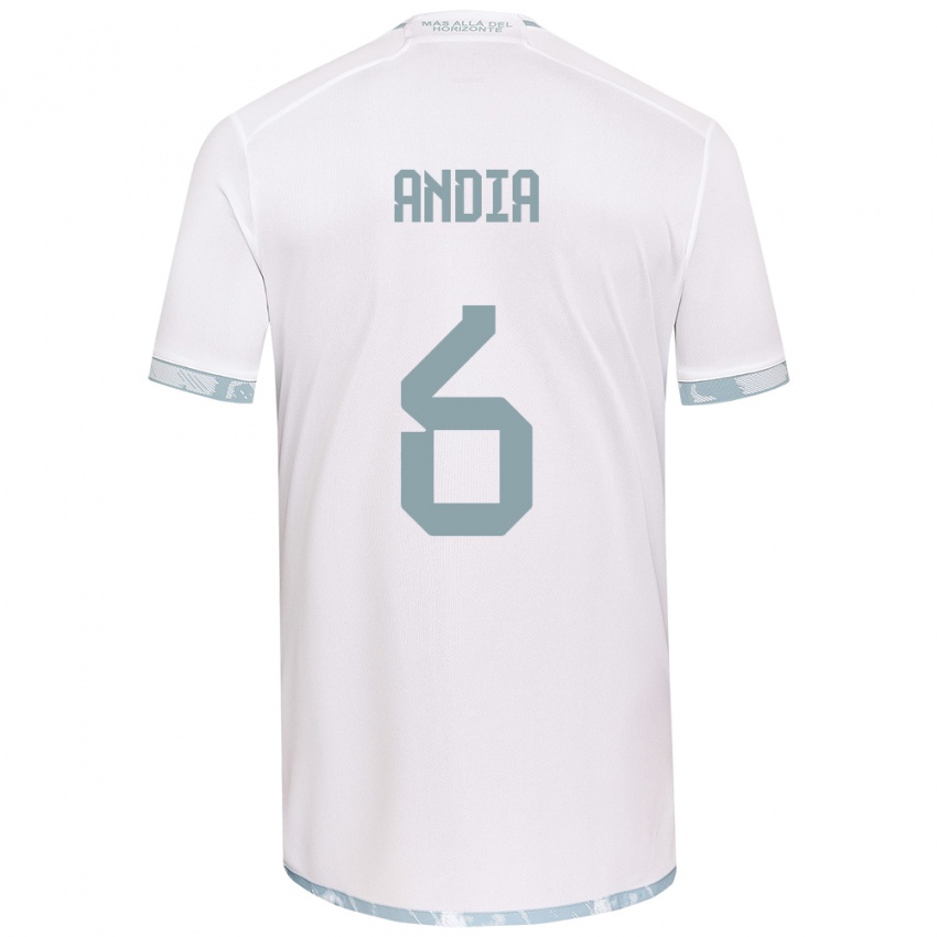 Niño Camiseta Yonathan Andía #6 Gris Blanco 2ª Equipación 2024/25 La Camisa México