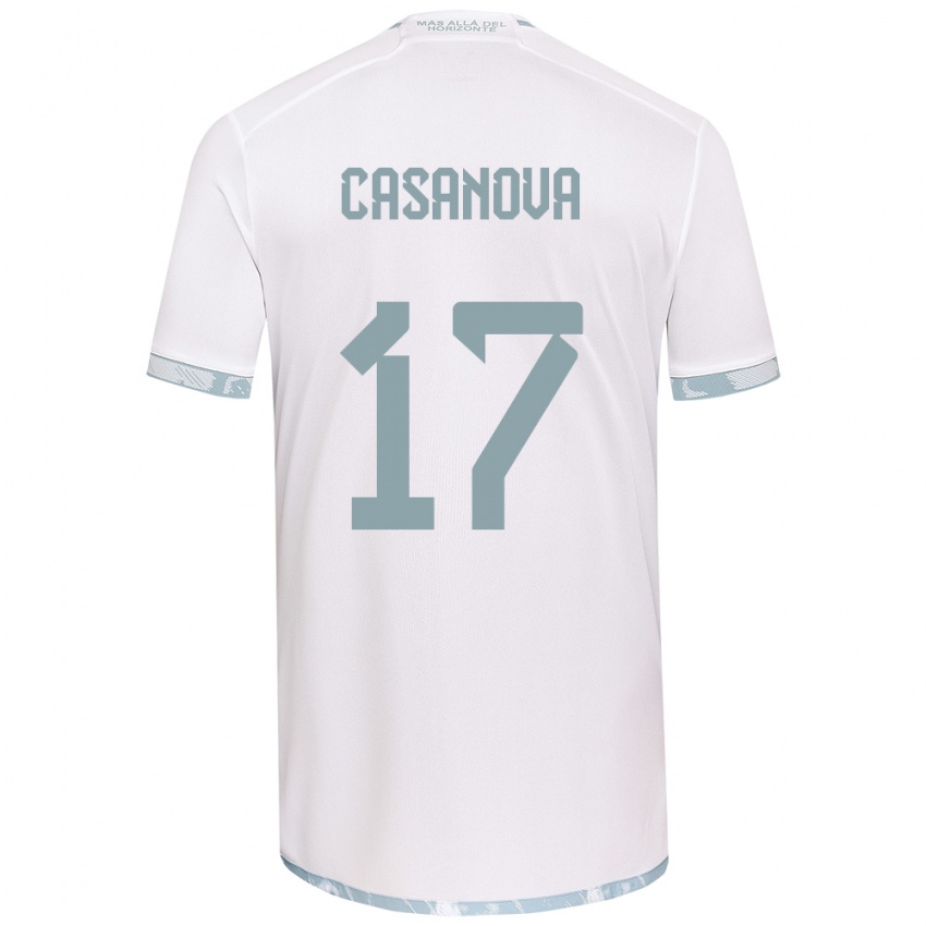 Niño Camiseta Luis Casanova #17 Gris Blanco 2ª Equipación 2024/25 La Camisa México