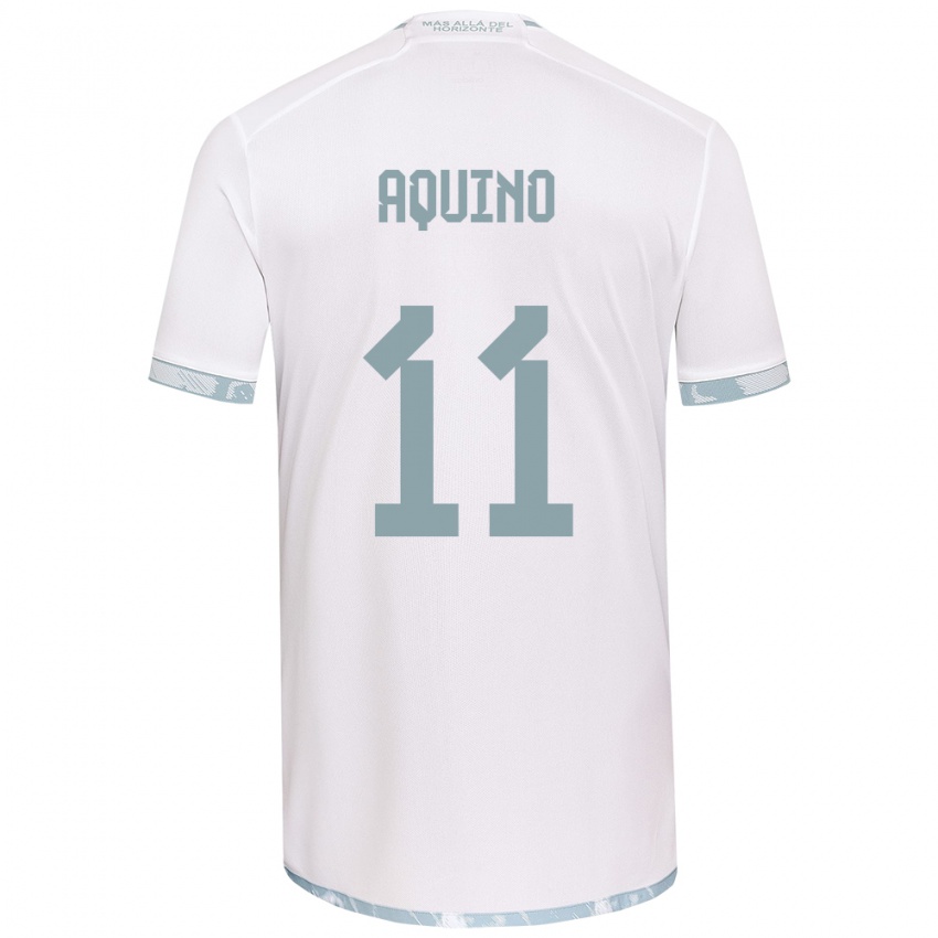 Niño Camiseta Yisel Aquino #11 Gris Blanco 2ª Equipación 2024/25 La Camisa México