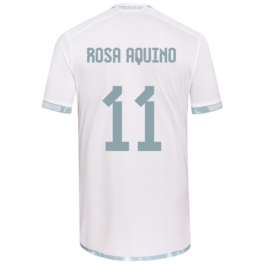 Niño Camiseta Rosa Aquino #11 Gris Blanco 2ª Equipación 2024/25 La Camisa México