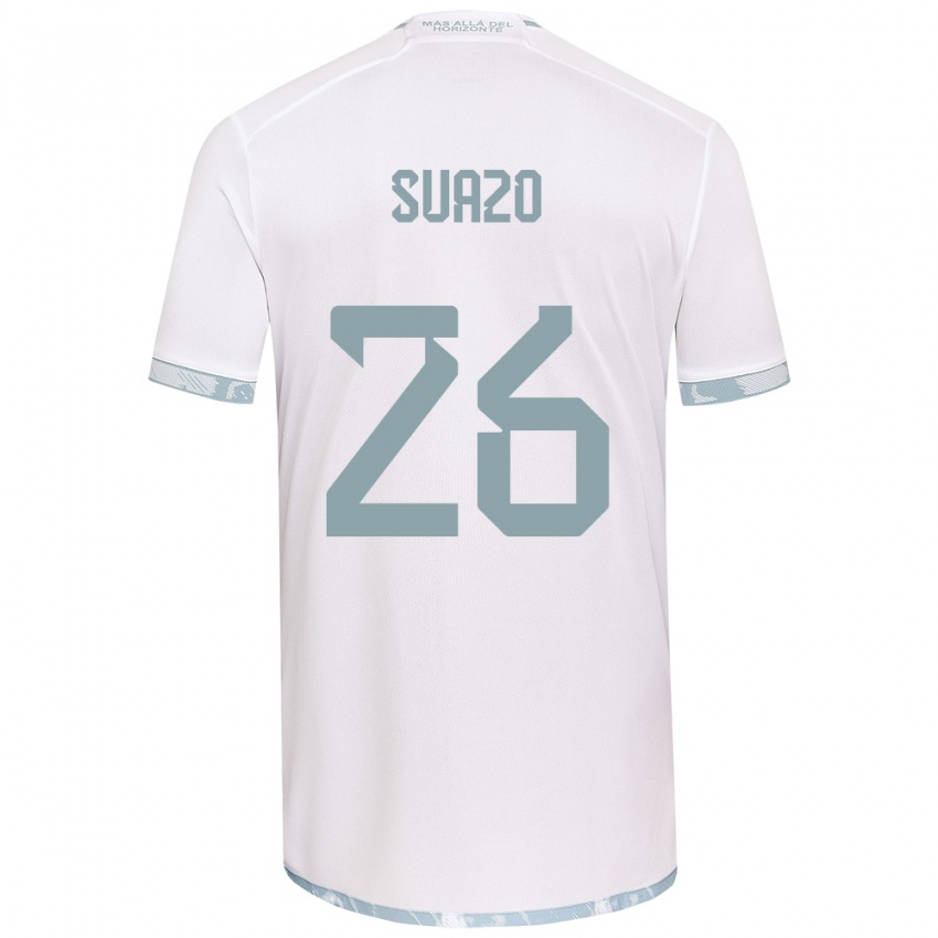 Niño Camiseta Gretzel Suazo #26 Gris Blanco 2ª Equipación 2024/25 La Camisa México