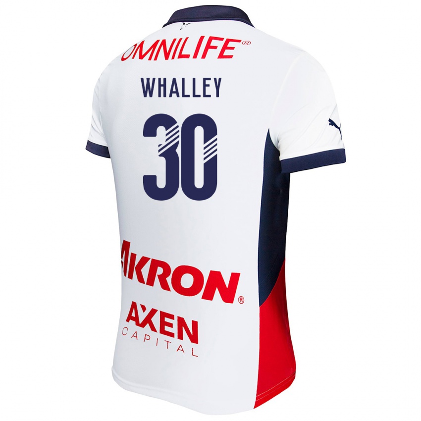 Niño Camiseta Óscar Whalley #30 Blanco Rojo Azul 2ª Equipación 2024/25 La Camisa México