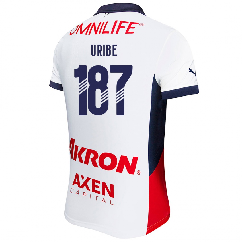 Niño Camiseta Juan Uribe #187 Blanco Rojo Azul 2ª Equipación 2024/25 La Camisa México