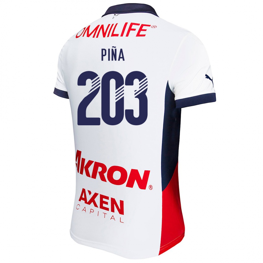 Niño Camiseta Fernando Piña #203 Blanco Rojo Azul 2ª Equipación 2024/25 La Camisa México