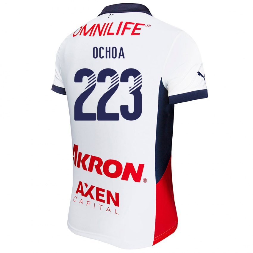 Niño Camiseta Diego Ochoa #223 Blanco Rojo Azul 2ª Equipación 2024/25 La Camisa México