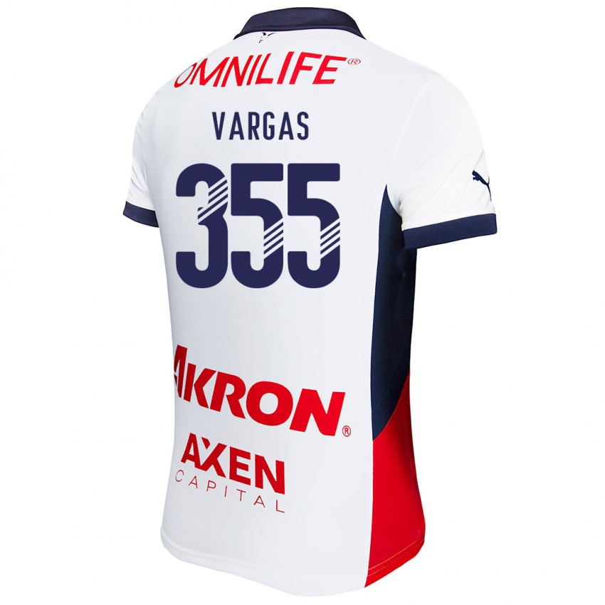 Niño Camiseta Edgar Vargas #355 Blanco Rojo Azul 2ª Equipación 2024/25 La Camisa México