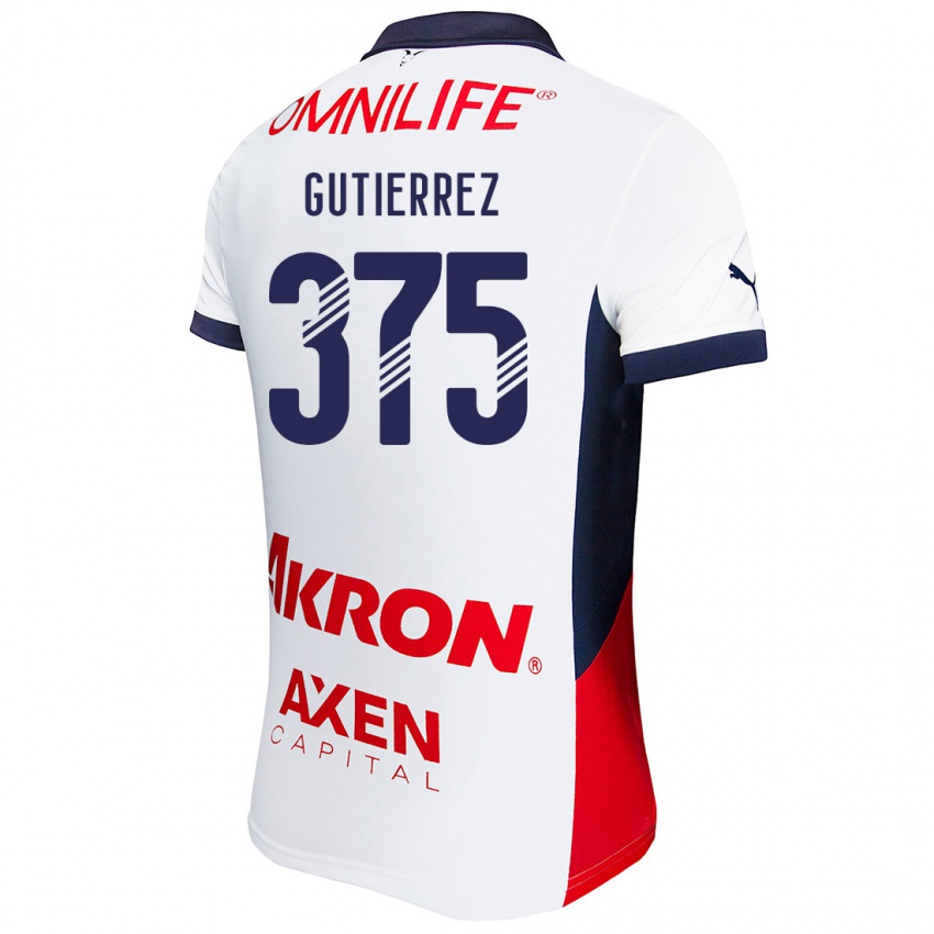 Niño Camiseta Gerson Gutiérrez #375 Blanco Rojo Azul 2ª Equipación 2024/25 La Camisa México