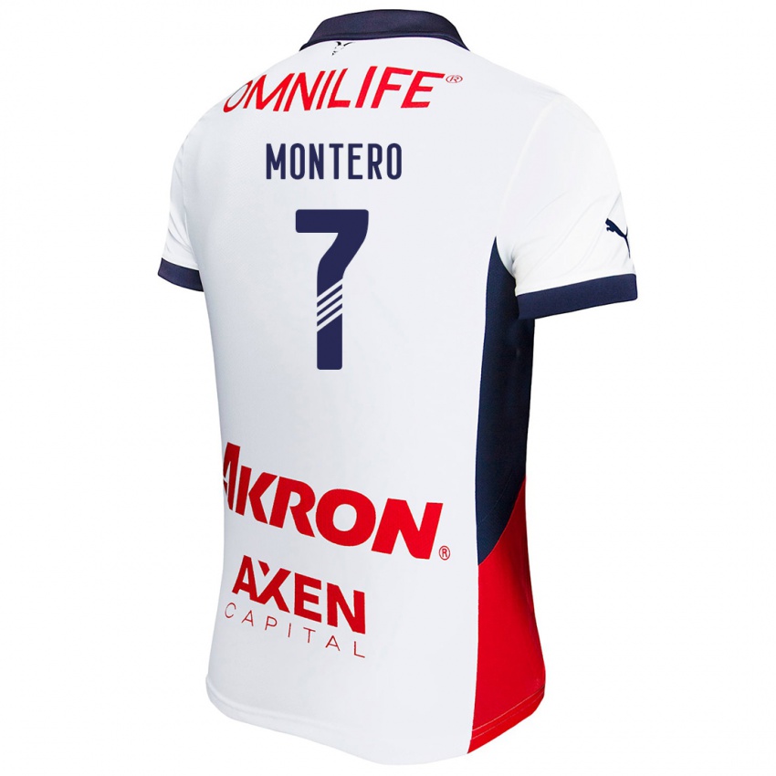 Niño Camiseta Casandra Montero #7 Blanco Rojo Azul 2ª Equipación 2024/25 La Camisa México