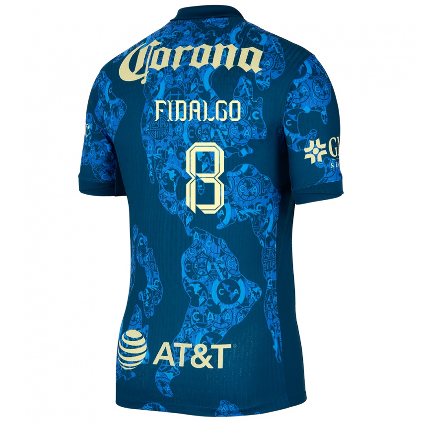 Niño Camiseta Alvaro Fidalgo #8 Azul Amarillo 2ª Equipación 2024/25 La Camisa México