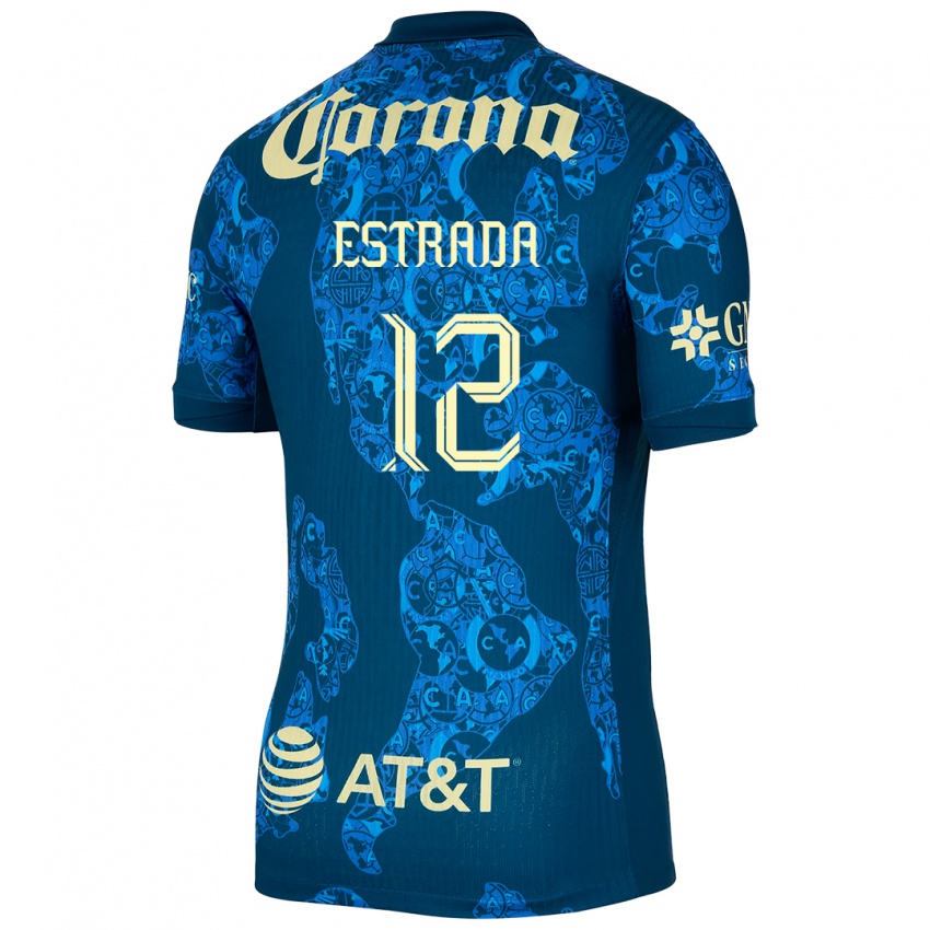 Niño Camiseta Jonathan Estrada #12 Azul Amarillo 2ª Equipación 2024/25 La Camisa México