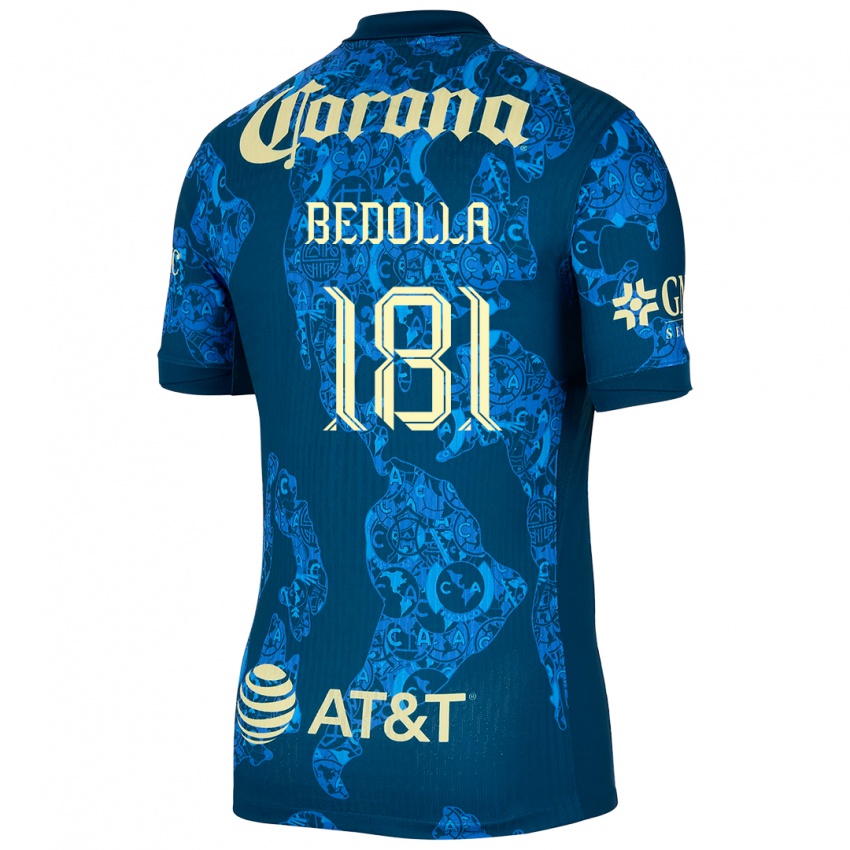 Niño Camiseta Paolo Bedolla #181 Azul Amarillo 2ª Equipación 2024/25 La Camisa México