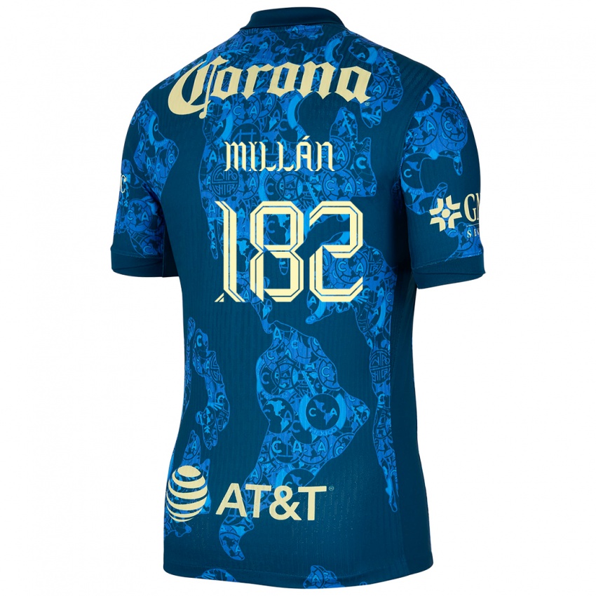 Niño Camiseta Daniel Millán #182 Azul Amarillo 2ª Equipación 2024/25 La Camisa México