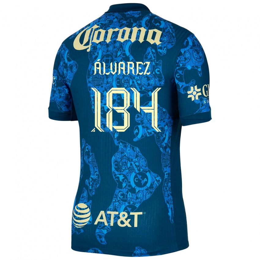 Niño Camiseta Antonio Álvarez #184 Azul Amarillo 2ª Equipación 2024/25 La Camisa México