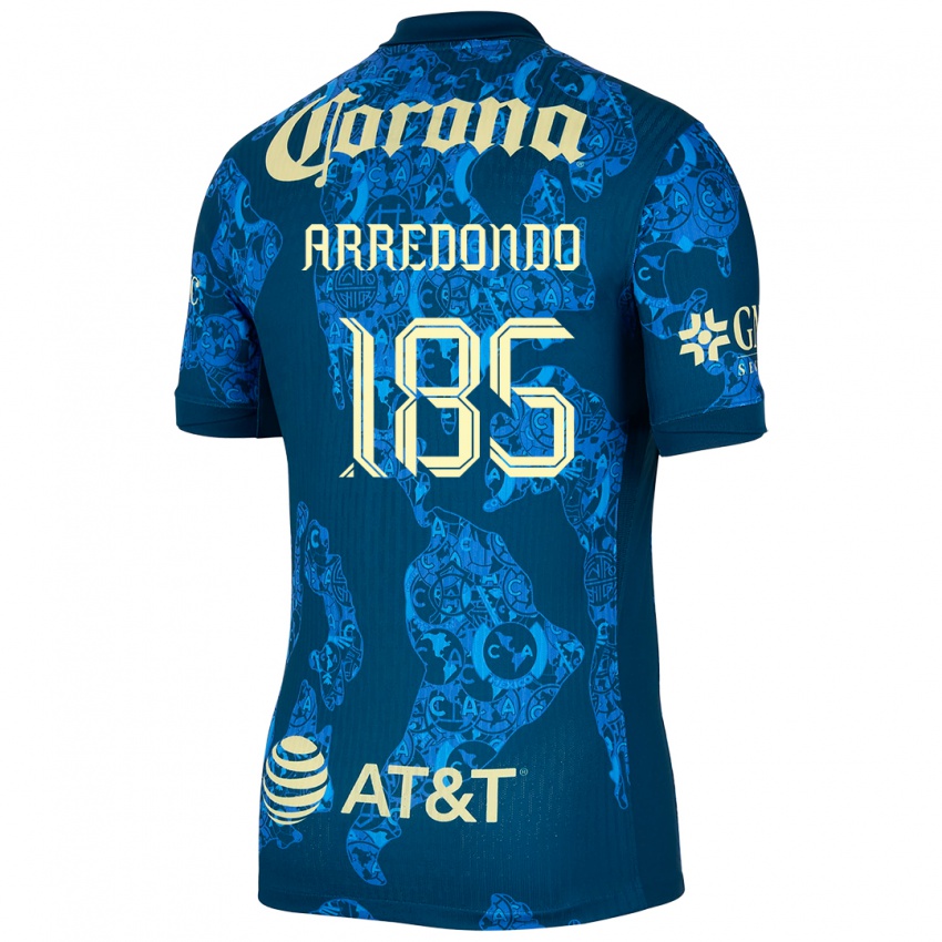 Niño Camiseta Aarón Arredondo #185 Azul Amarillo 2ª Equipación 2024/25 La Camisa México