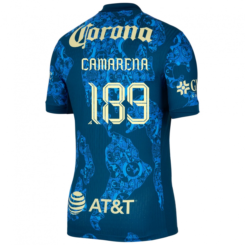 Niño Camiseta Luis Camarena #189 Azul Amarillo 2ª Equipación 2024/25 La Camisa México