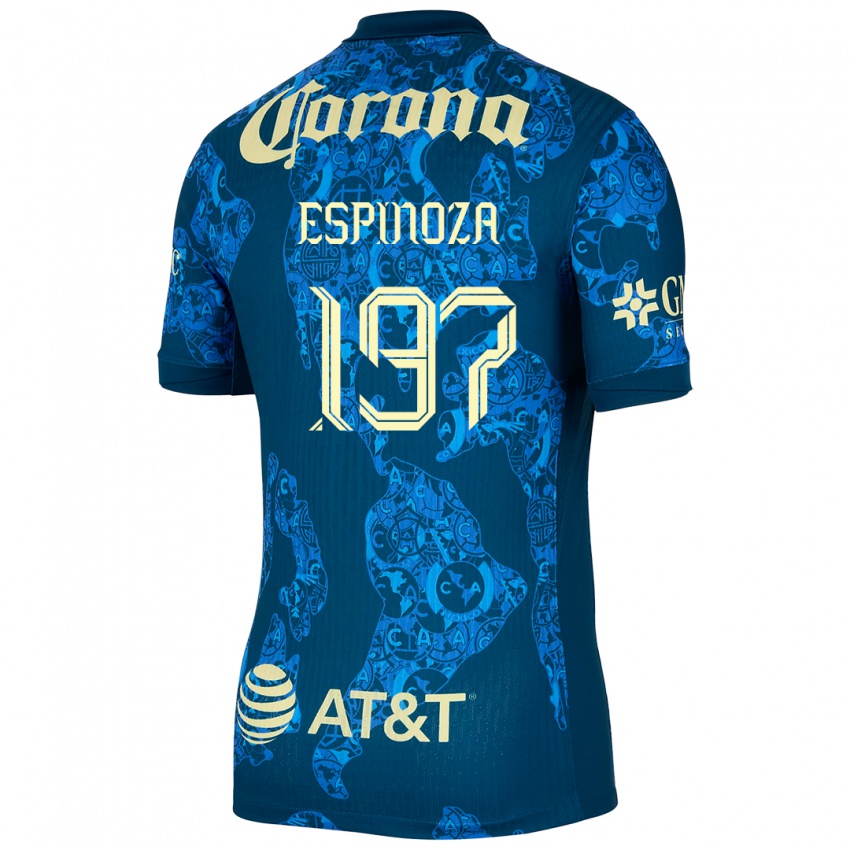 Niño Camiseta Dagoberto Espinoza #197 Azul Amarillo 2ª Equipación 2024/25 La Camisa México