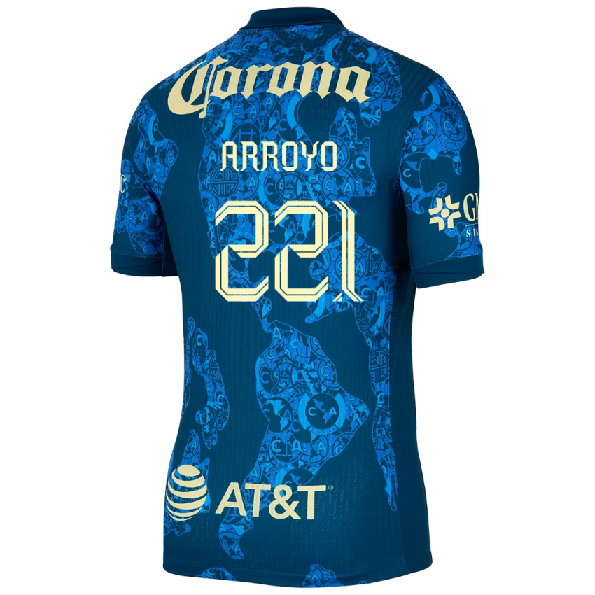 Niño Camiseta Reyli Arroyo #221 Azul Amarillo 2ª Equipación 2024/25 La Camisa México