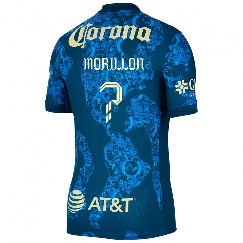 Niño Camiseta José Morillon #0 Azul Amarillo 2ª Equipación 2024/25 La Camisa México