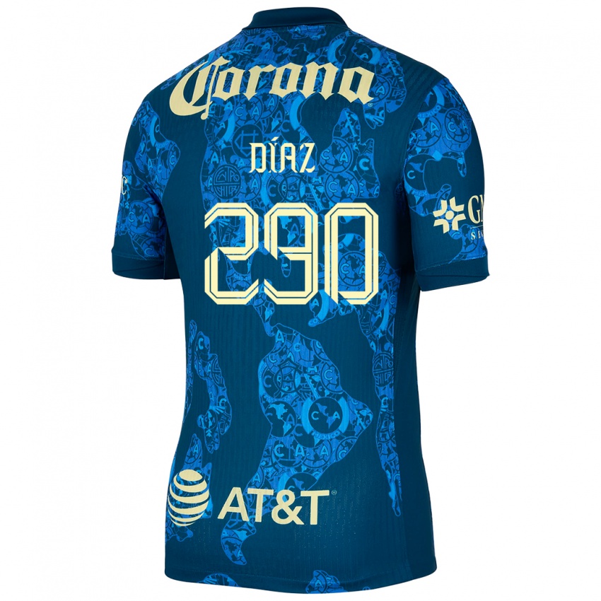 Niño Camiseta Julio Díaz #290 Azul Amarillo 2ª Equipación 2024/25 La Camisa México