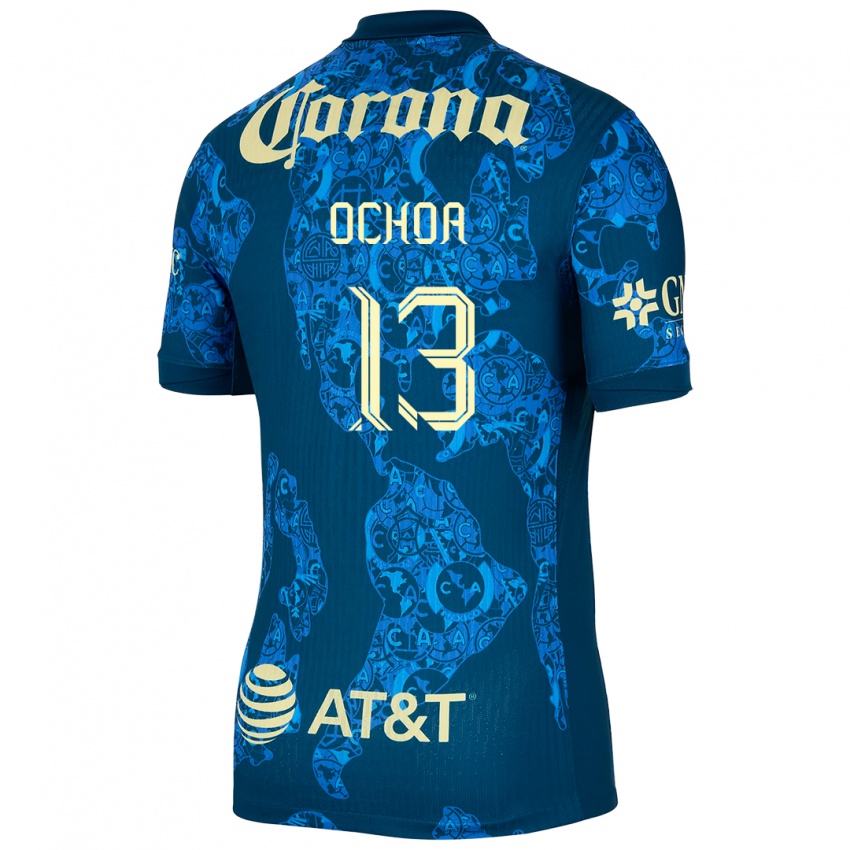 Niño Camiseta Guillermo Ochoa #13 Azul Amarillo 2ª Equipación 2024/25 La Camisa México