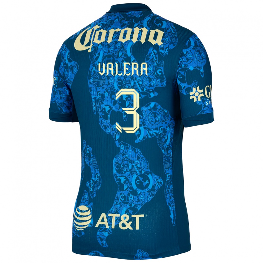 Niño Camiseta Selene Valera #3 Azul Amarillo 2ª Equipación 2024/25 La Camisa México