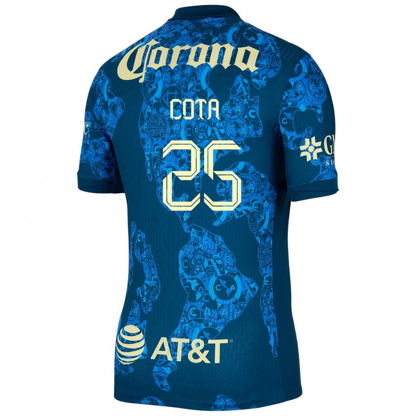 Niño Camiseta Renatta Cota #25 Azul Amarillo 2ª Equipación 2024/25 La Camisa México