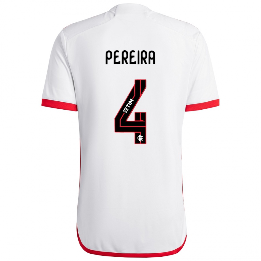 Niño Camiseta Leo Pereira #4 Blanco Rojo 2ª Equipación 2024/25 La Camisa México