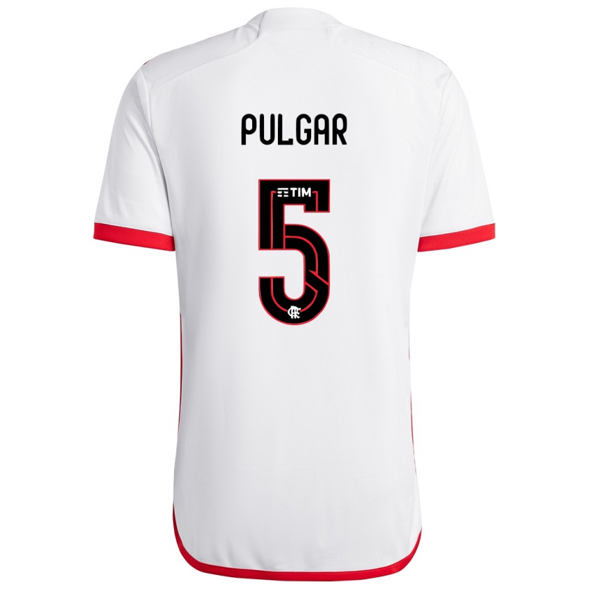 Niño Camiseta Erick Pulgar #5 Blanco Rojo 2ª Equipación 2024/25 La Camisa México