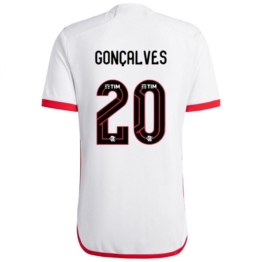 Niño Camiseta Matheus Gonçalves #20 Blanco Rojo 2ª Equipación 2024/25 La Camisa México