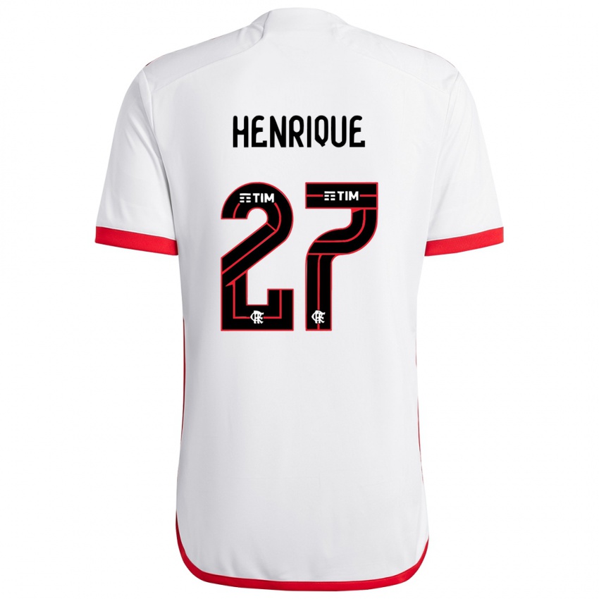 Niño Camiseta Bruno Henrique #27 Blanco Rojo 2ª Equipación 2024/25 La Camisa México