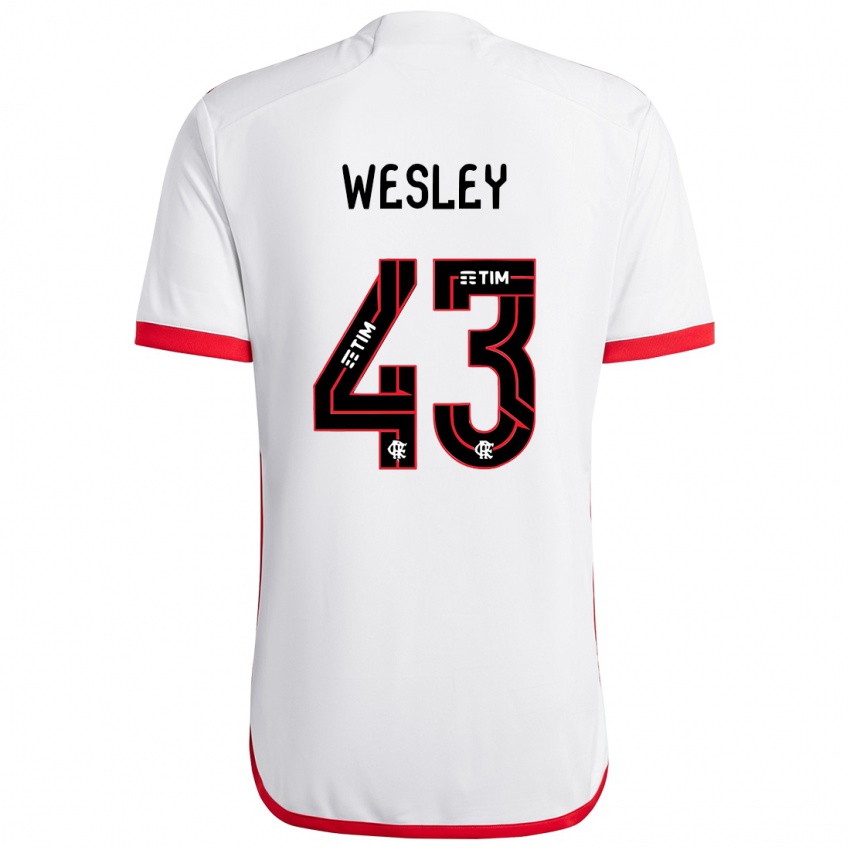 Niño Camiseta Wesley #43 Blanco Rojo 2ª Equipación 2024/25 La Camisa México