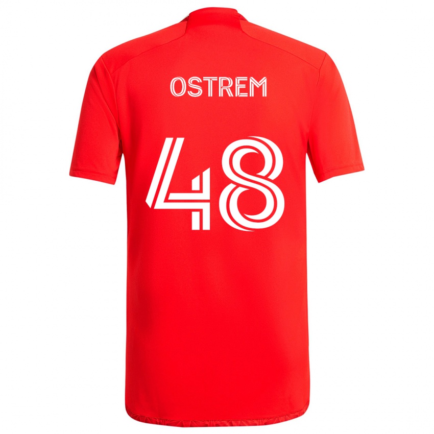 Hombre Camiseta Charlie Ostrem #48 Rojo Blanco 1ª Equipación 2024/25 La Camisa México