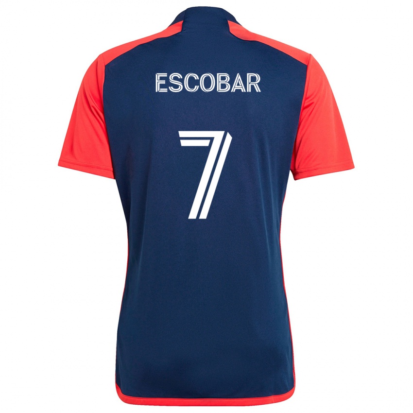 Hombre Camiseta Olger Escobar #7 Azul Rojo 1ª Equipación 2024/25 La Camisa México