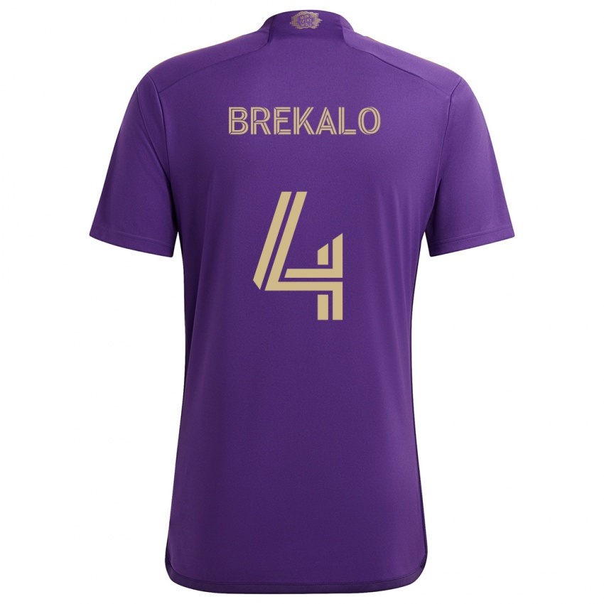 Hombre Camiseta David Brekalo #4 Púrpura Amarillo 1ª Equipación 2024/25 La Camisa México