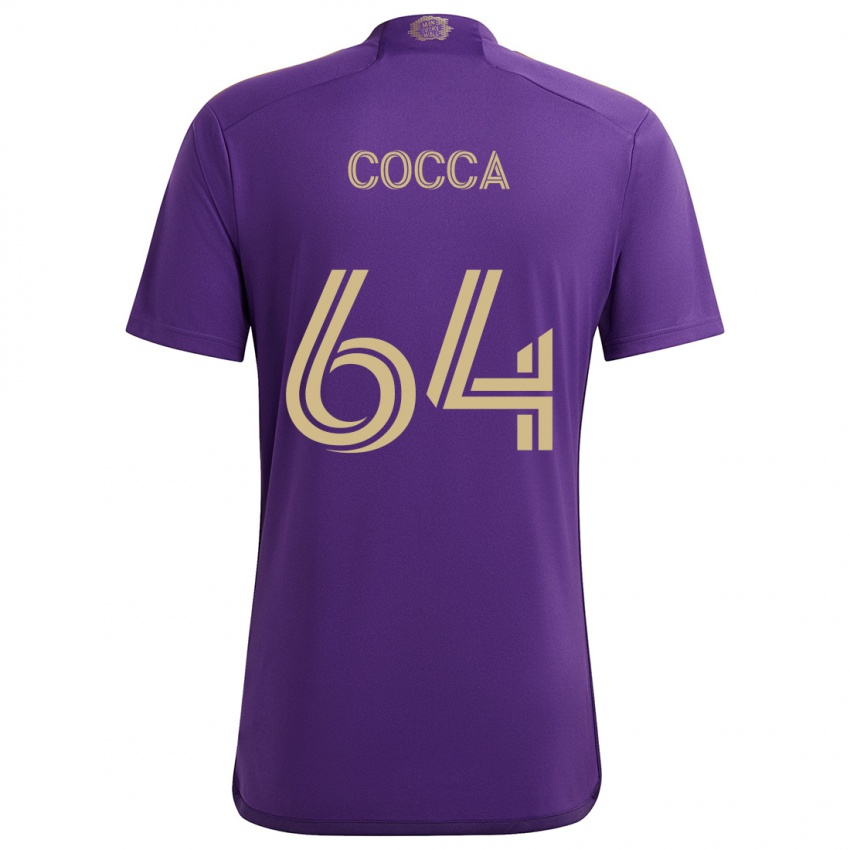 Hombre Camiseta Manuel Cocca #64 Púrpura Amarillo 1ª Equipación 2024/25 La Camisa México