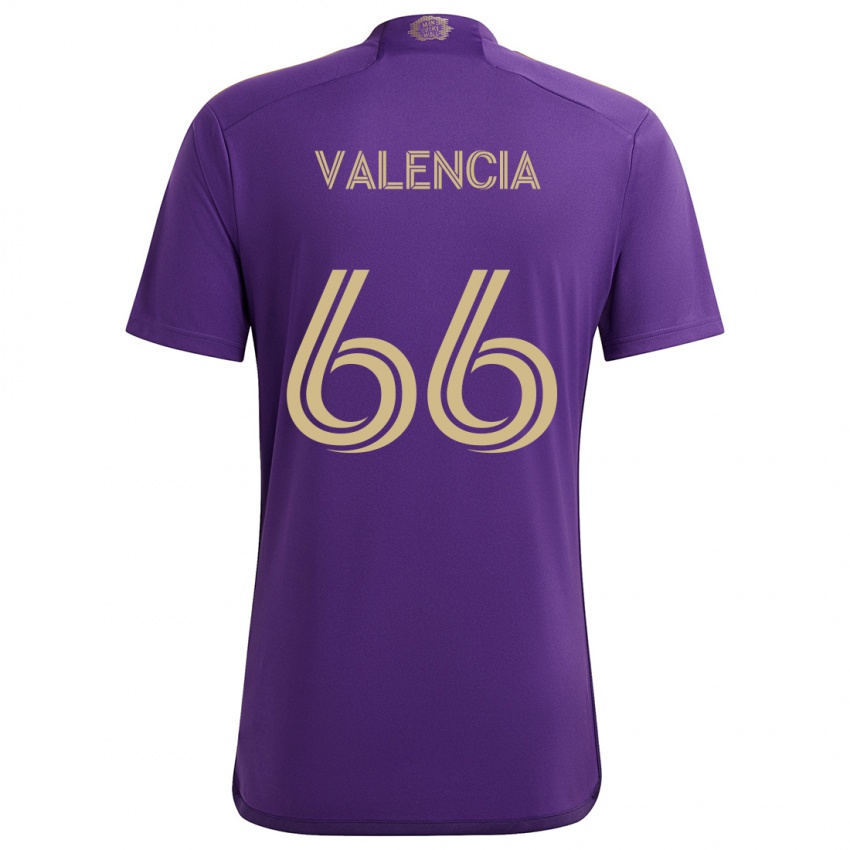 Hombre Camiseta Yeiler Valencia #66 Púrpura Amarillo 1ª Equipación 2024/25 La Camisa México