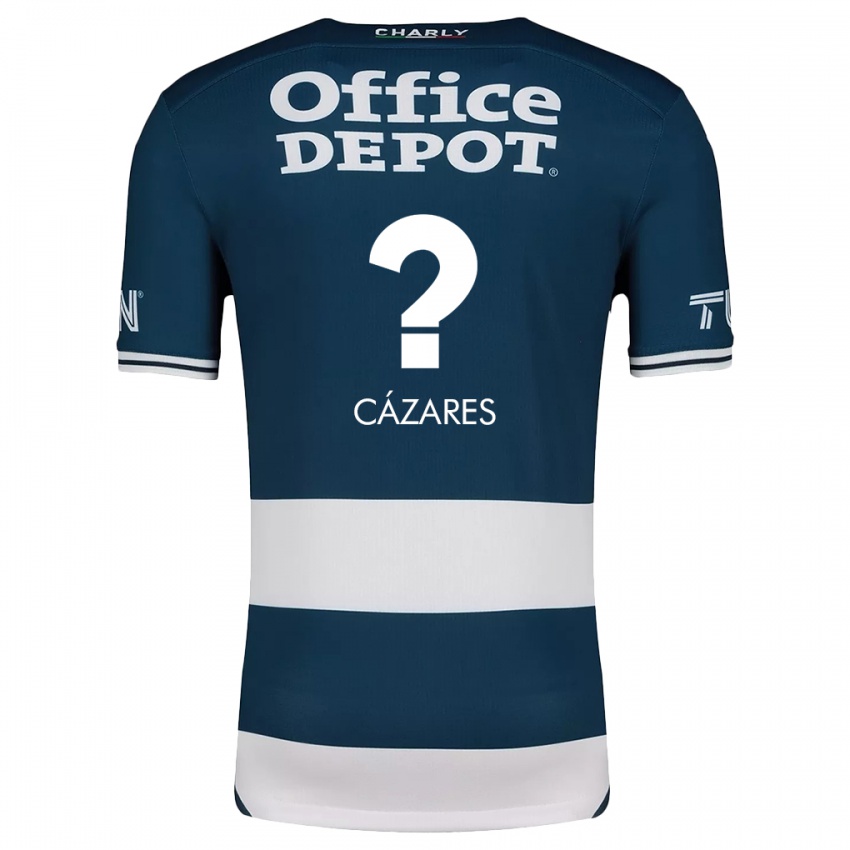 Hombre Camiseta Dimas Cázares #0 Azul Blanco 1ª Equipación 2024/25 La Camisa México