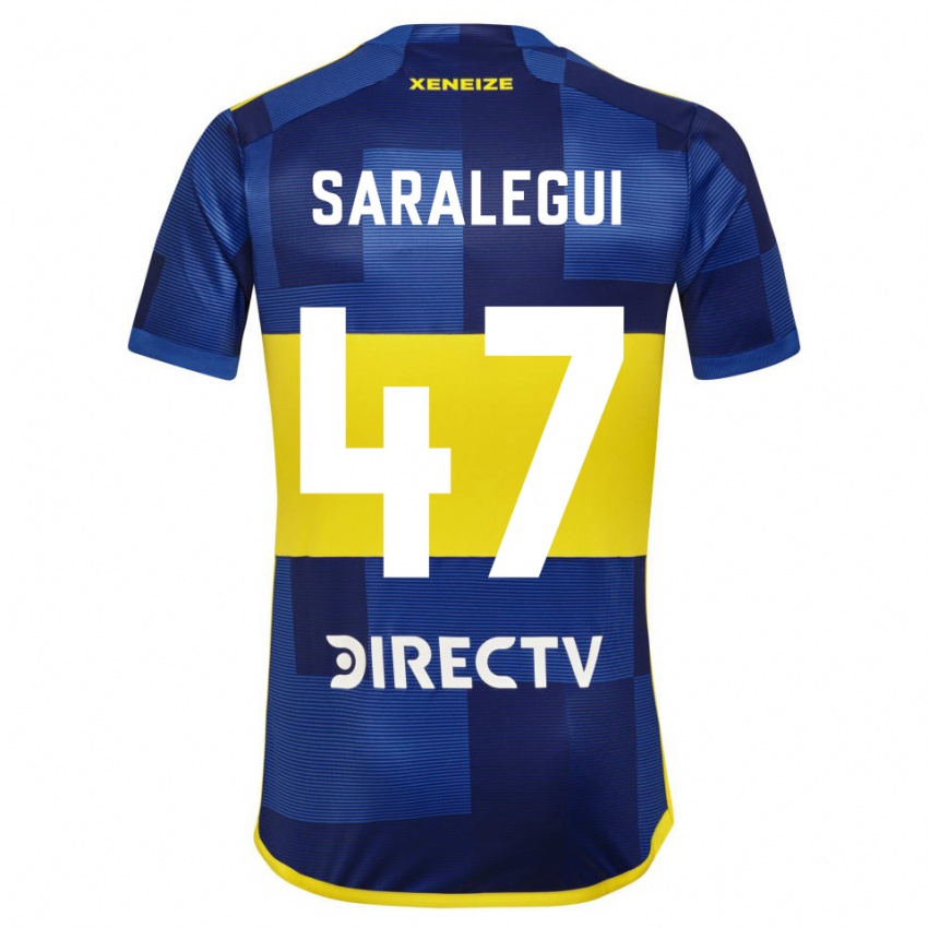 Hombre Camiseta Jabes Saralegui #47 Azul Amarillo 1ª Equipación 2024/25 La Camisa México