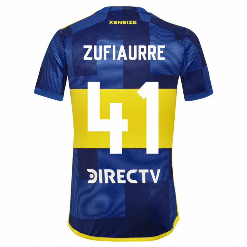 Hombre Camiseta Iker Zufiaurre #41 Azul Amarillo 1ª Equipación 2024/25 La Camisa México