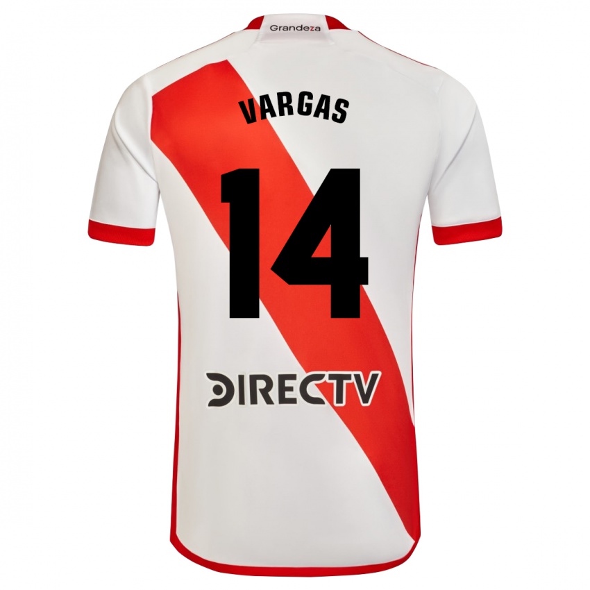 Hombre Camiseta Agustina Vargas #14 Blanco Rojo 1ª Equipación 2024/25 La Camisa México