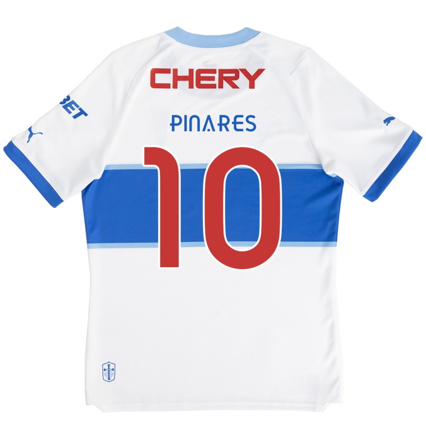 Hombre Camiseta Cesar Pinares #10 Blanco Azul 1ª Equipación 2024/25 La Camisa México