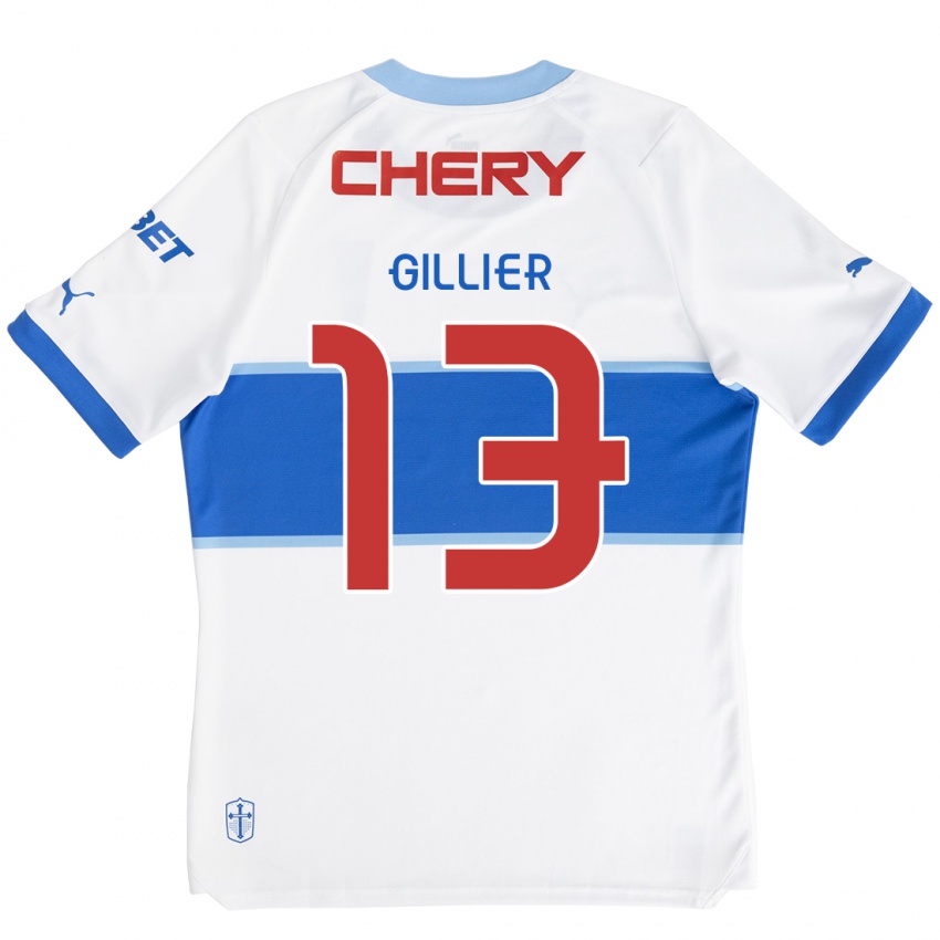 Hombre Camiseta Thomas Gillier #13 Blanco Azul 1ª Equipación 2024/25 La Camisa México