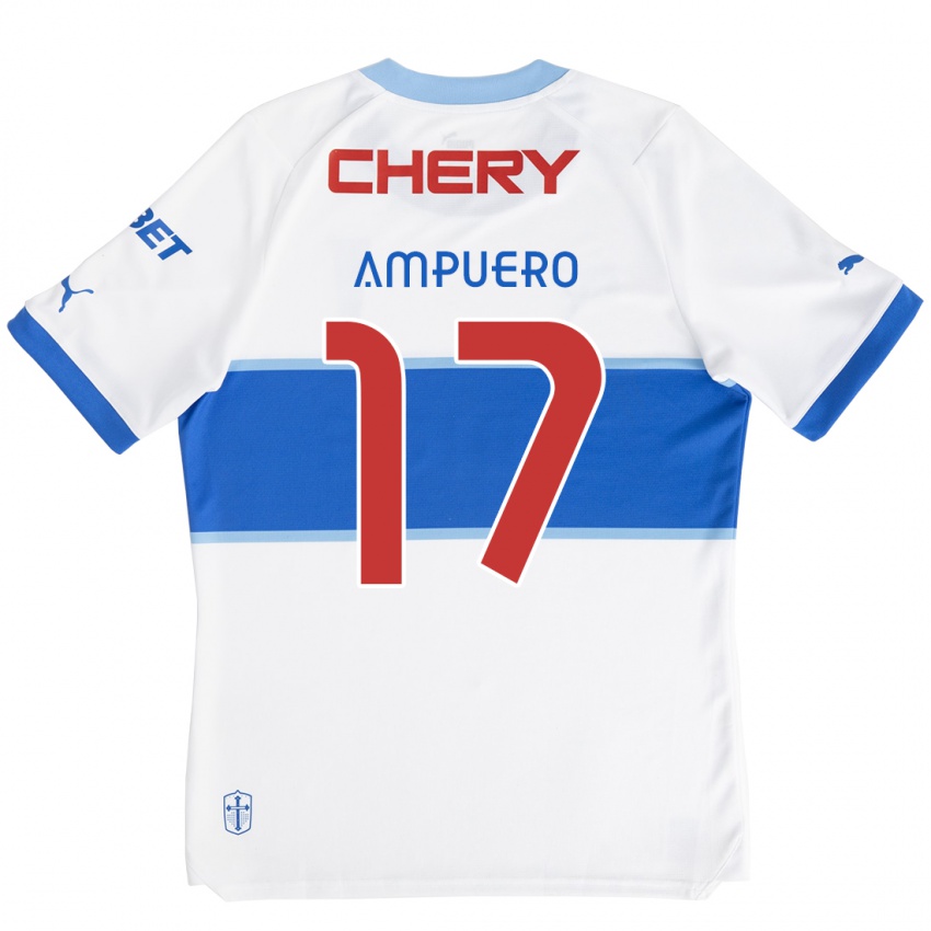 Hombre Camiseta Branco Ampuero #17 Blanco Azul 1ª Equipación 2024/25 La Camisa México