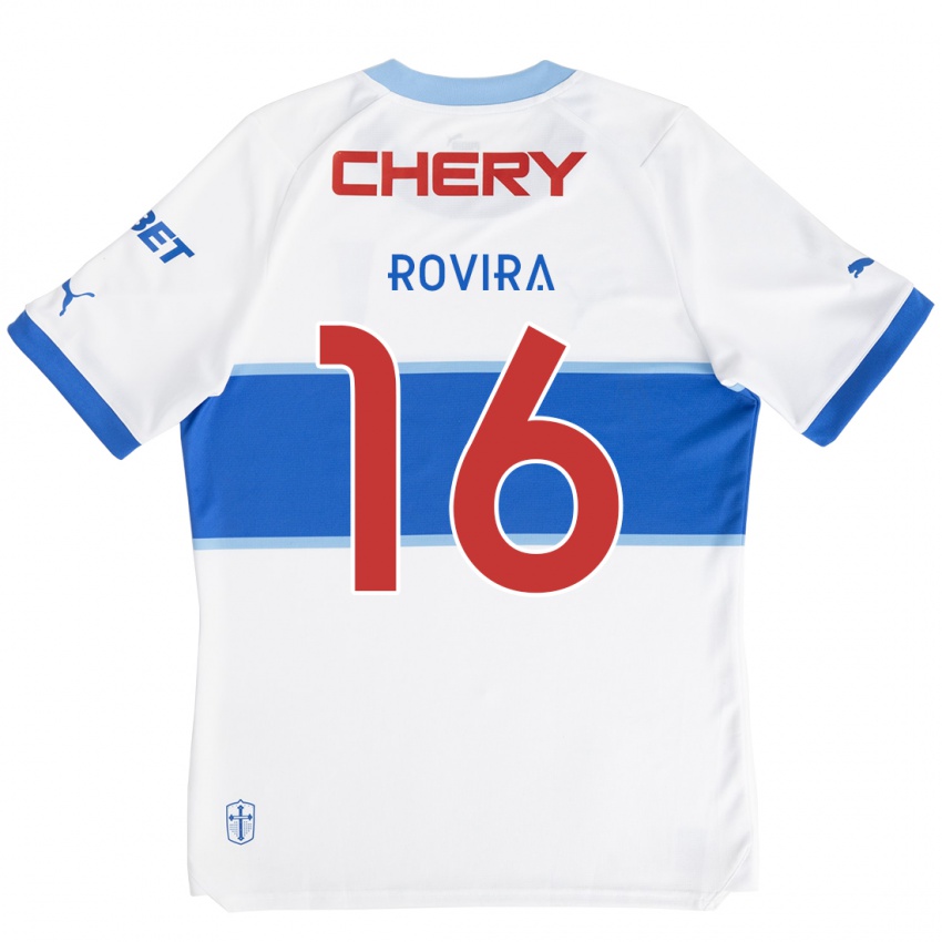 Hombre Camiseta Brayan Rovira #16 Blanco Azul 1ª Equipación 2024/25 La Camisa México