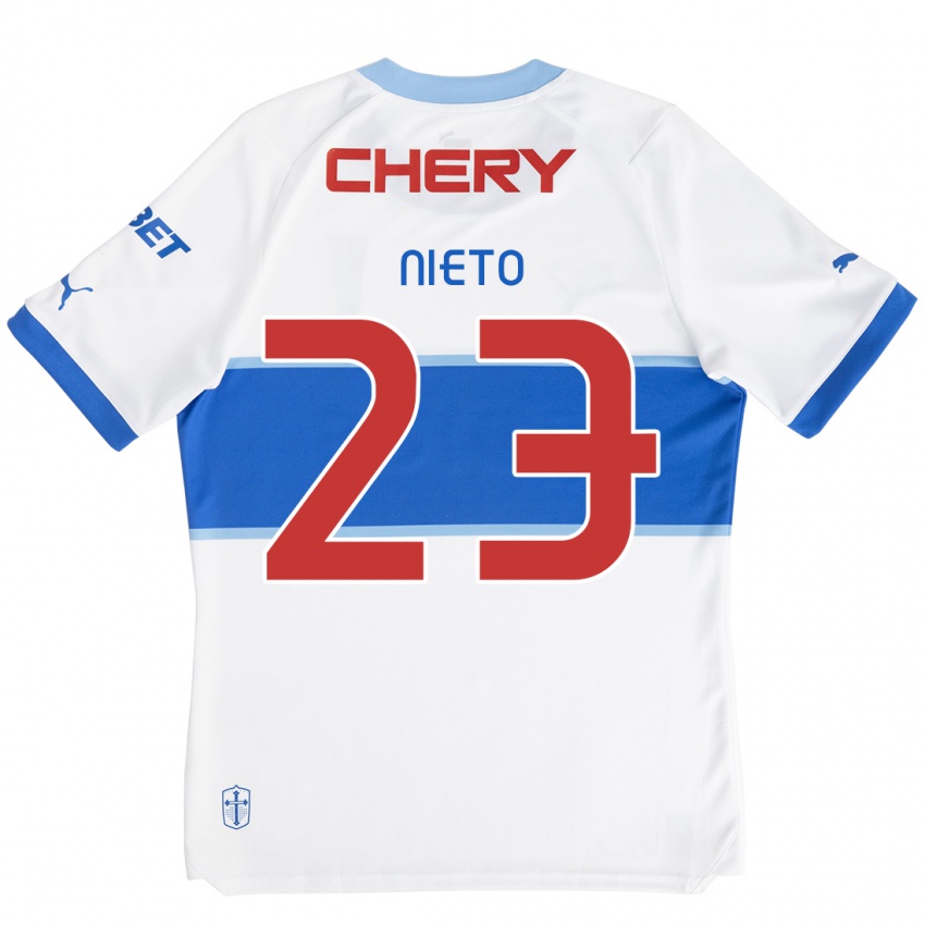 Hombre Camiseta Byron Nieto #23 Blanco Azul 1ª Equipación 2024/25 La Camisa México